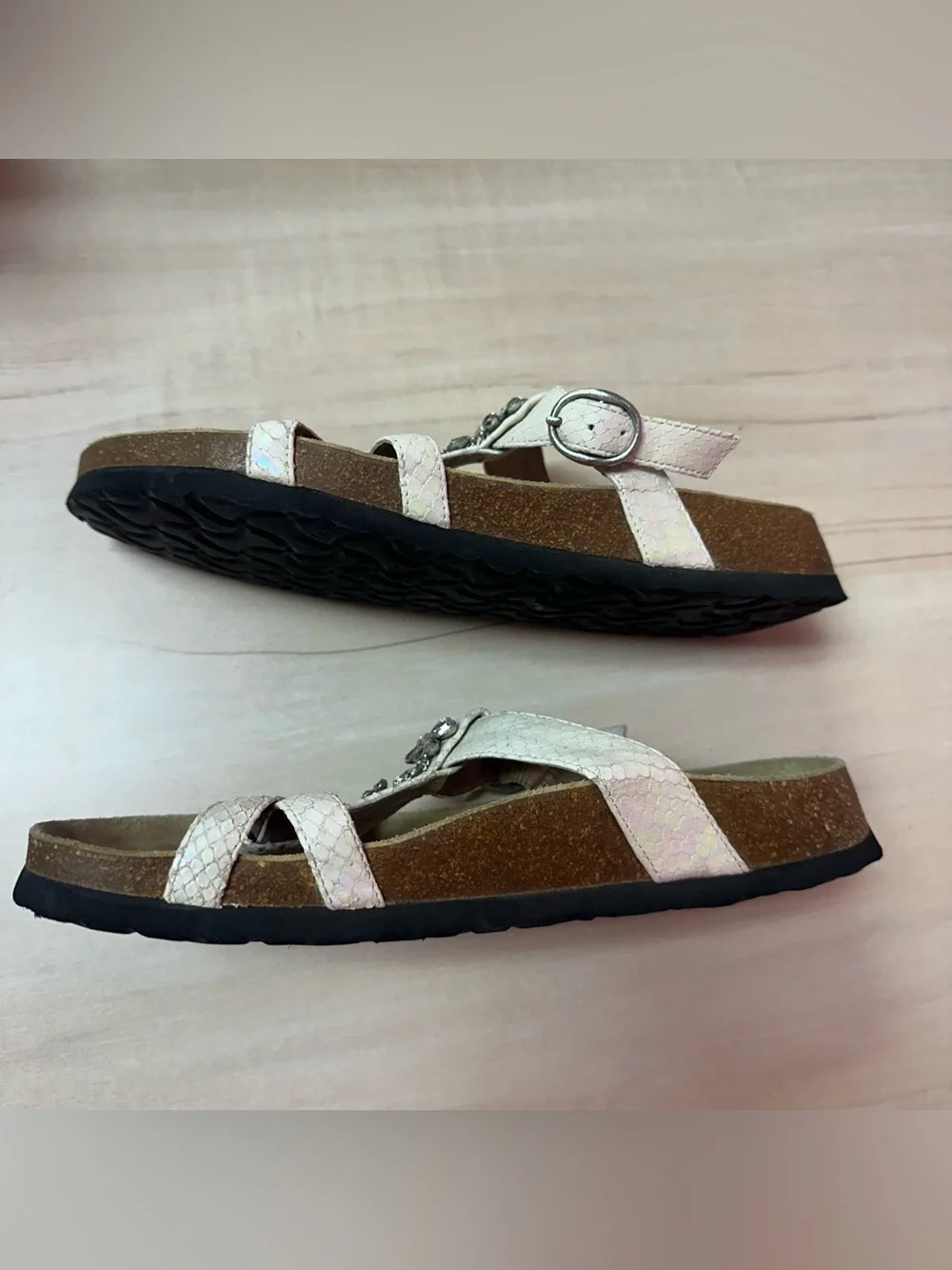 Betula by Birkenstock Jeweled T-Strap Comfort Sandals